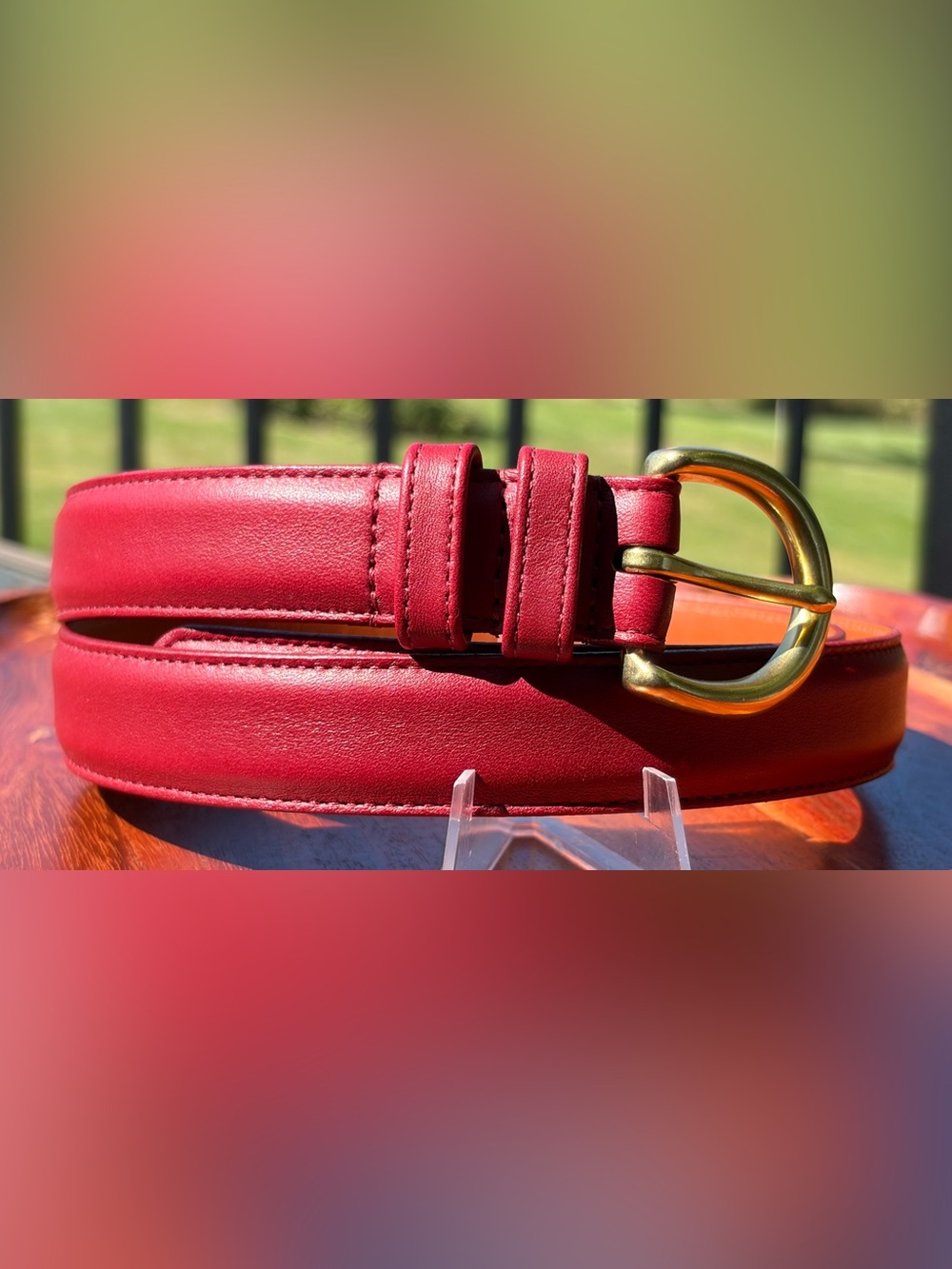 Vintage COACH Red Leather Belt Brass Buckle 8400 EUC